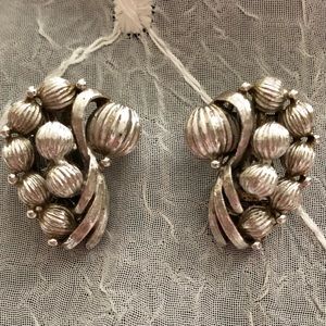 Coro silvertone clip on earrings.